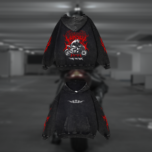CURSED - Acid Wash Hoodie - Dark Grey - CUSTOM