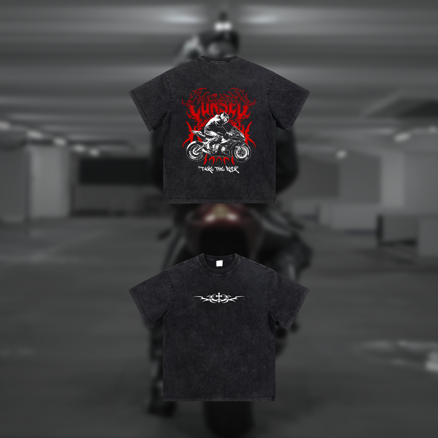 CURSED - Acid Wash T-Shirt - Dark Grey - CUSTOM