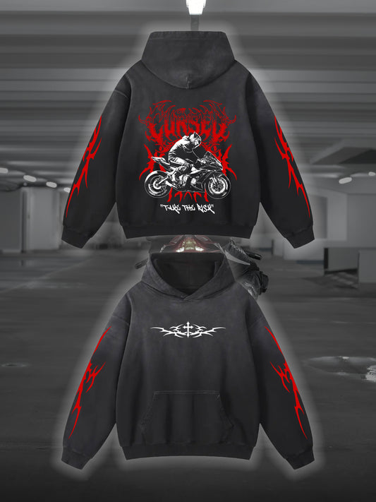 CURSED - Acid Wash Hoodie - Dark Grey - CUSTOM