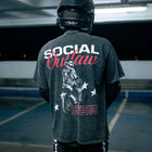 SOCIAL OUTLAW - T-Shirt - Acid Wash - Oversized - Dark Grey