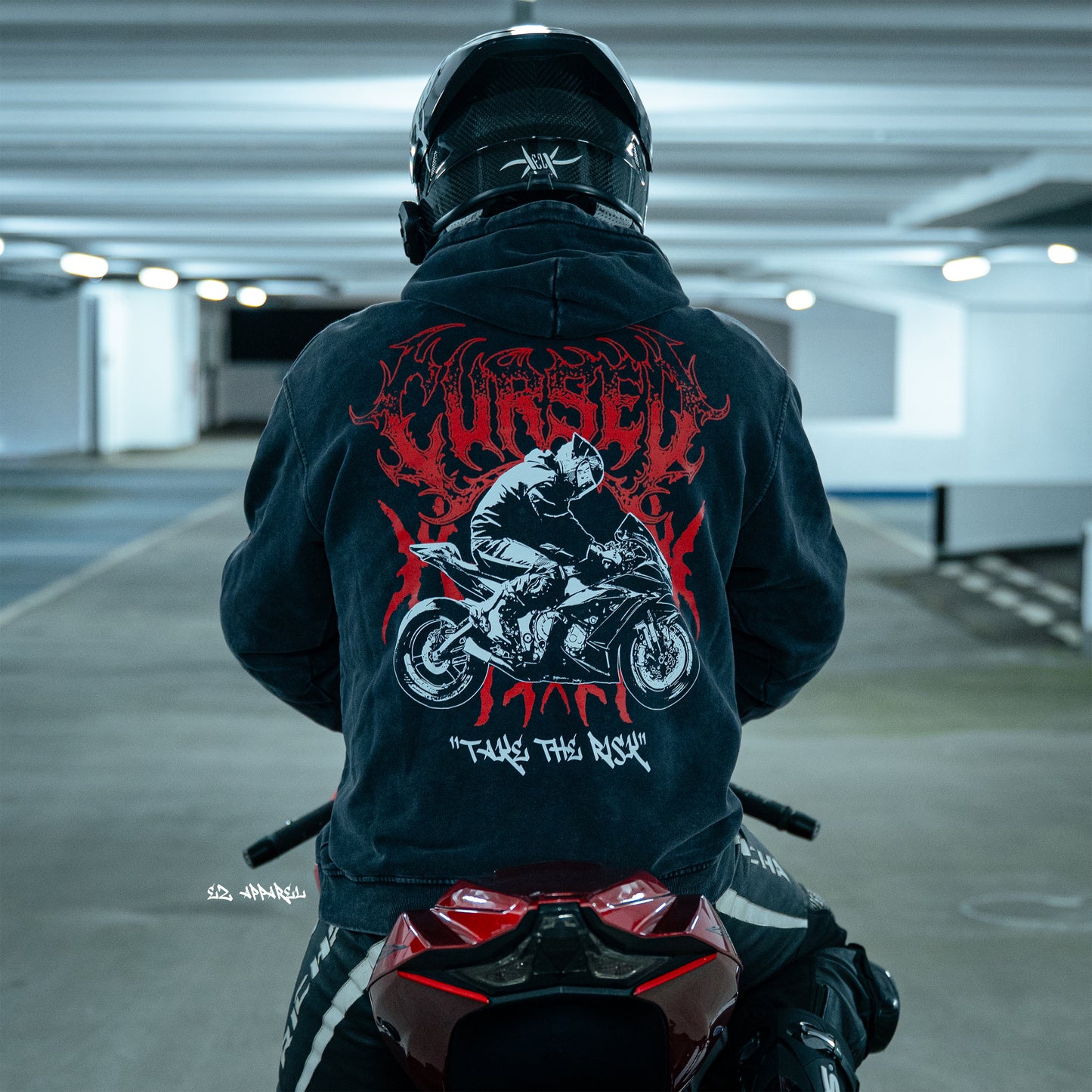 CURSED - Acid Wash Hoodie - Dark Grey