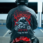 CURSED - Acid Wash Long Sleeve T-Shirt - Dark Grey - RED